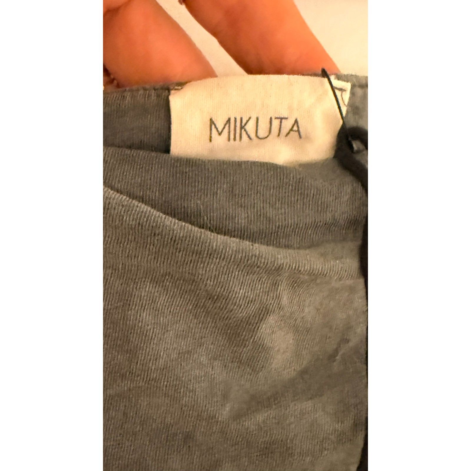 Mikuta The Dark Faded Short Ruched Mini Skirt Charcoal Grey Cotton Nwot M — image 6 of 6